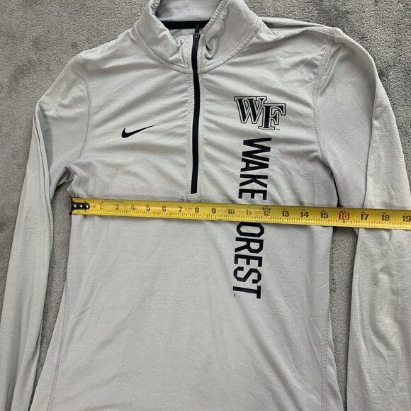 Nike Sweatshirt Mens Small Wake Forest 1/4 Zip Sweater Gray Stretch Pullover WF - Picture 3 of 11